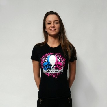 Frenchcore Lady V neck pink logo