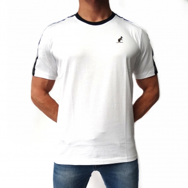 White Australian T-shirt with black tape