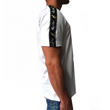 White Australian T-shirt with black tape