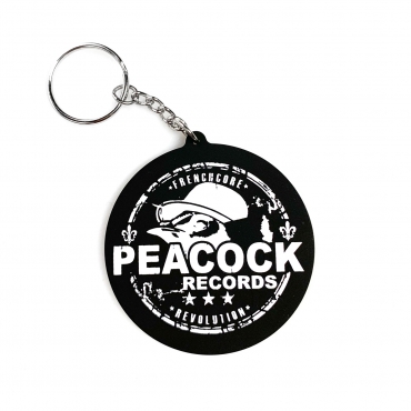 Peacock Records rubber keychain
