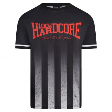 100% Hardcore striped football shirt with 'Dog 1' logo