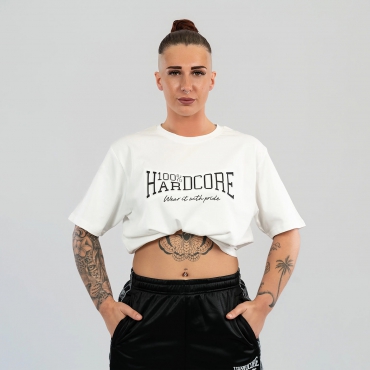 100% Hardcore Embossed T-shirt White