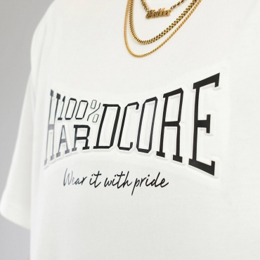 100% Hardcore Embossed T-shirt White